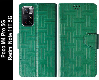 SBMS Flip Cover for Redmi Note 11T 5G / Poco M4 Pro 5G(Green, Shock Proof, Pack of: 1)