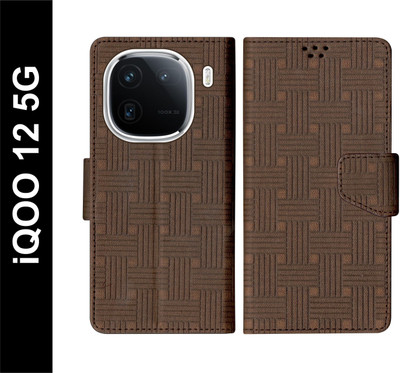 SBMS Flip Cover for iQOO 12 5G Back Cover Case with Magnatic Closure(Brown, Shock Proof, Pack of: 1)