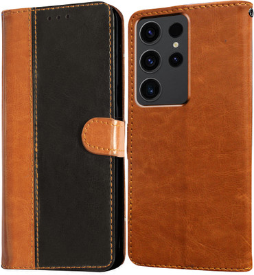 Casotec Flip Cover for Samsung Galaxy S23 Ultra 5G(Brown, Pack of: 1)