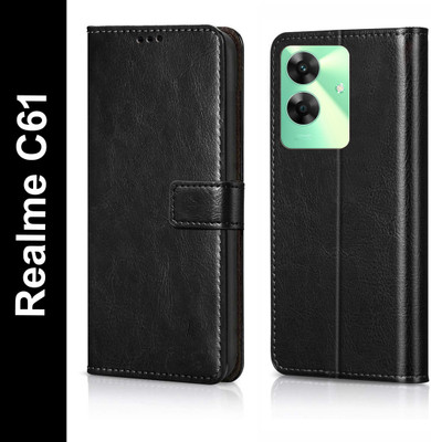 Nuvak Flip Cover for Realme C61, Realme Narzo N61(Black, Magnetic Case, Pack of: 1)