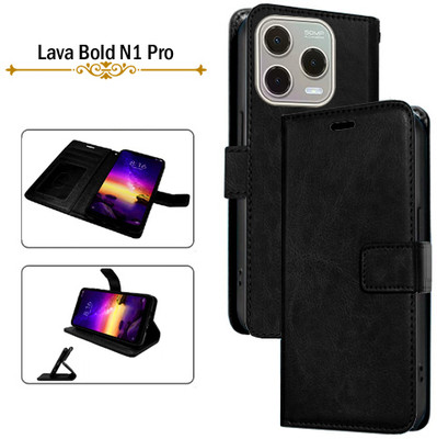 Cutemart Flip Cover for Lava Bold N1 Pro(Black, Pack of: 1)