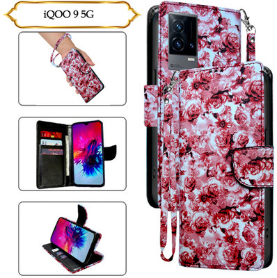 SALGO Flip Cover for iQOO 9 5G(Red, Pack of: 1)