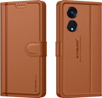 KIVANO LUXE Flip Cover for Oppo Reno 8T 5G(Brown, Magnetic Case, Pack of: 1)