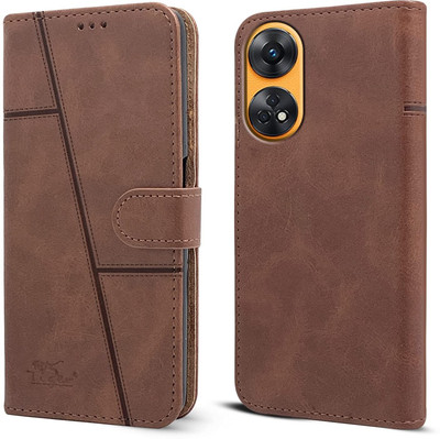 NIMMIKA ENTERPRISES Flip Cover for Oppo A1 Pro 5G(Premium leather material | 360-degree protection | Card slots and pockets)(Brown, Dual Protection, Pack of: 1)