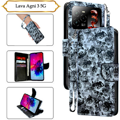 Asmart Flip Cover for Lava Agni 3 5G(Black, Pack of: 1)