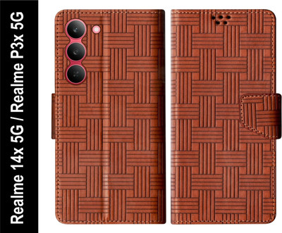 SBMS Flip Cover for Realme 14x 5G / Realme P3x 5G Back Cover Case with Magnatic Closure(Brown, Shock Proof, Pack of: 1)
