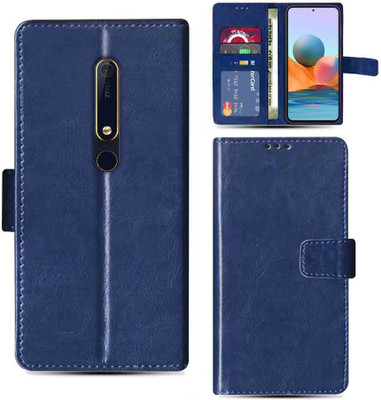 Kalua Mall Flip Cover for Nokia 6.1 Plus flip cover | Nokia TA-1083 flip cover | Blue(Blue, Magnetic Case, Pack of: 1)
