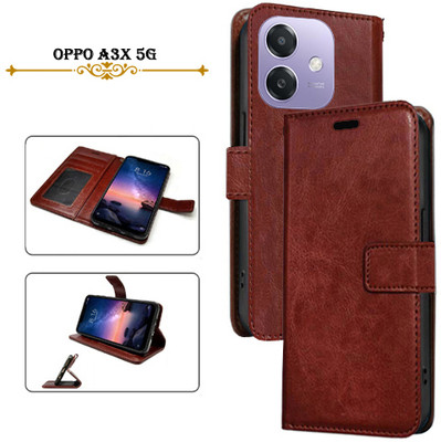 Asmart Flip Cover for REDMI A3X(Brown, Pack of: 1)