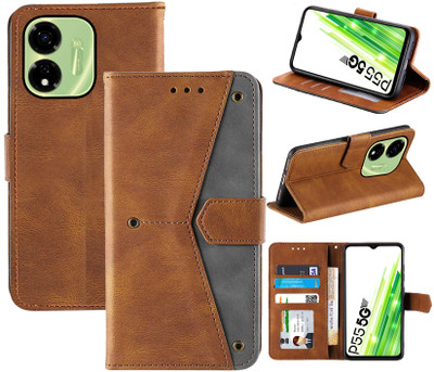 Autofocus Flip Cover for Itel P55 5G(Brown, Camera Bump Protector, Pack of: 1)
