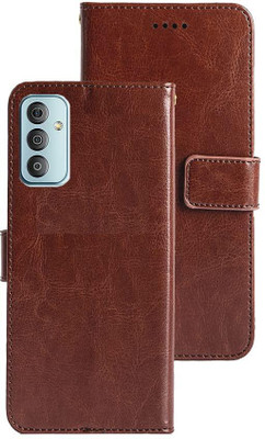 Coverphone Flip Cover for Samsung Galaxy M13 4G leather flip (Brown, Shock Proof, Pack of: 1)(Brown, Cases with Holder)