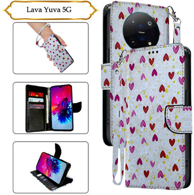 Cutemart Flip Cover for Lava Yuva 5G(White, Pack of: 1)