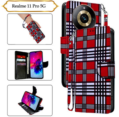 Asmart Flip Cover for Realme 11 Pro 5G(Red, Pack of: 1)