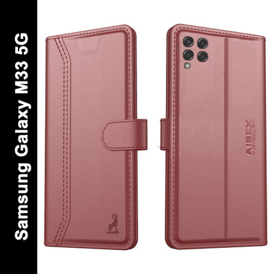 AIBEX Flip Cover for Samsung Galaxy M33 5G|Premium Leather Finish | Magnetic Closure | Kickstand Feature(Brown, Magnetic Case, Pack of: 1)