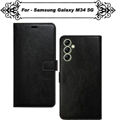 Asmart Flip Cover for Samsung Galaxy M34 5G(Black, Pack of: 1)