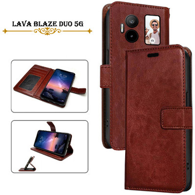 PARGO Flip Cover for Lava Blaze Duo 5G(Brown, Pack of: 1)