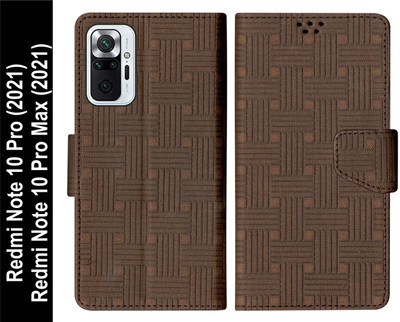 SBMS Flip Cover for Redmi Note 10 Pro Max (2021) / Redmi Note 10 Pro (2021)(Brown, Shock Proof, Pack of: 1)