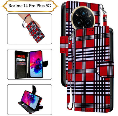 SALGO Flip Cover for Realme 14 Pro Plus 5G(Red, Pack of: 1)