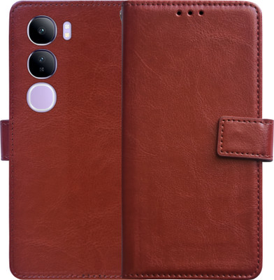 SUPER-ME Flip Cover for VIVO V40 LITE 5G(Brown, Dual Protection, Pack of: 1)