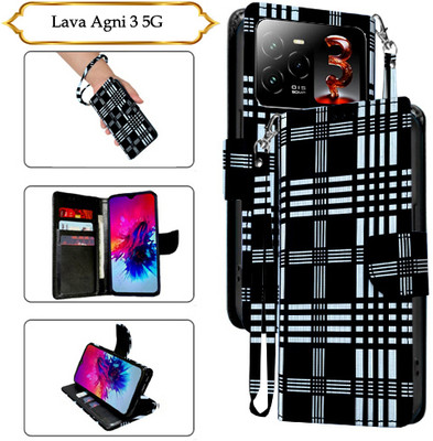 Asmart Flip Cover for Lava Agni 3 5G(Black, Pack of: 1)
