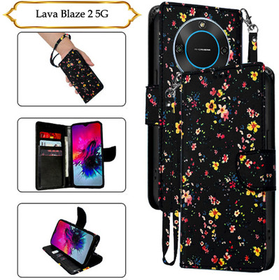 Cutemart Flip Cover for Lava Blaze 2 5G(Black, Pack of: 1)