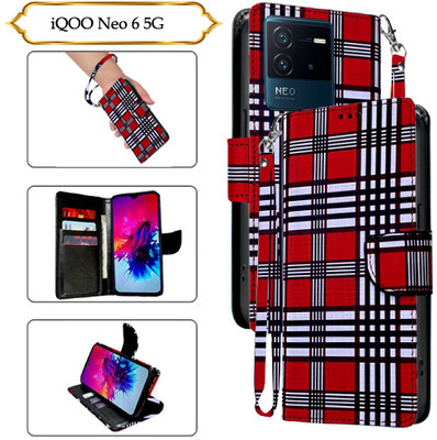 Cutemart Flip Cover for IQoo Neo 6 5G(Red, Pack of: 1)