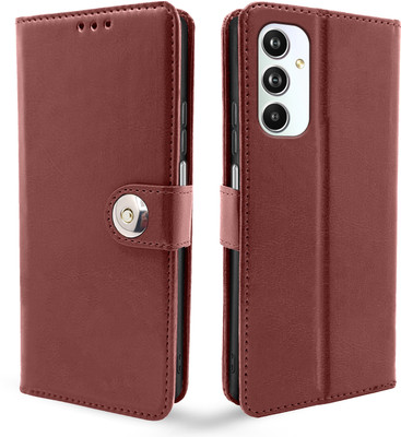 Pikkme Flip Cover for Samsung M34 5g(Brown, Cases with Holder, Pack of: 1)