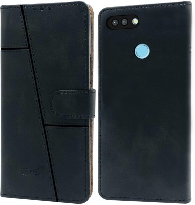 spaziogold Flip Cover for Oppo F9 Pro(Premium Leather Material | Built-in Stand | Card Slots and Wallet)(Black, Dual Protection, Pack of: 1)