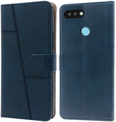 spaziogold Flip Cover for Oppo F9 Pro(Premium Leather Material | 360-Degree Protection | Built-in Stand)(Blue, Dual Protection, Pack of: 1)