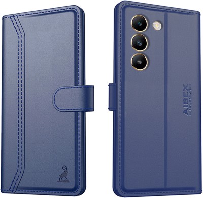 AIBEX Flip Cover for Vivo T3 5G / Vivo Y200e 5G|Vegan PU Leather |Foldable Stand & Pocket |Magnetic Closure(Blue, Cases with Holder, Pack of: 1)