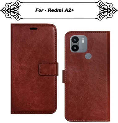 Asmart Flip Cover for Redmi A2+(Brown, Pack of: 1)