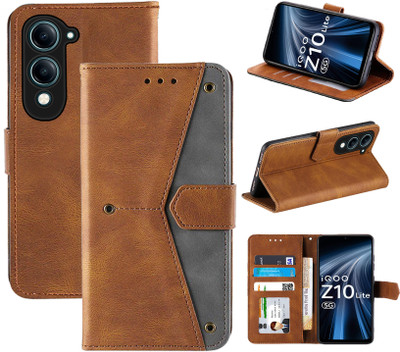 Autofocus Flip Cover for iQOO Z10 Lite 5G(Brown, Camera Bump Protector, Pack of: 1)