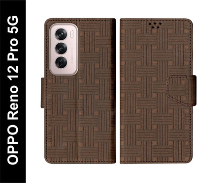 SBMS Flip Cover for Oppo Reno 12 5G(Brown, Shock Proof, Pack of: 1)