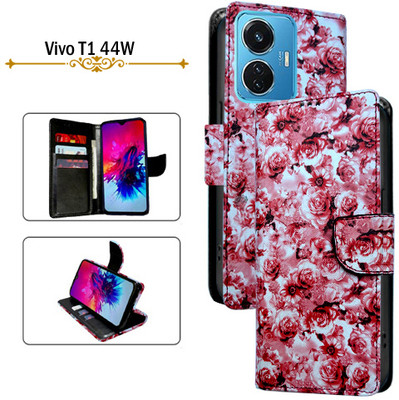 Cutemart Flip Cover for Vivo T1 44W(Red, Pack of: 1)