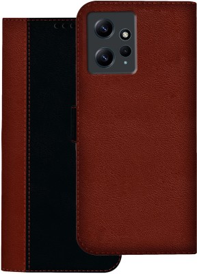 Flipkart SmartBuy Flip Cover for Mi REDMI Note 12, REDMI Note 12 4g(Black, Brown, Dual Protection, Pack of: 1)