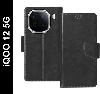 SBMS Flip Cover for iQOO 12 5G Back Cover Case with Magnatic Closure(Black, Shock Proof, Pack of: 1)