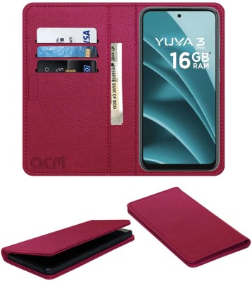 ACM Flip Cover for Lava Yuva 3 Pro(Pink, Cases with Holder, Pack of: 1)