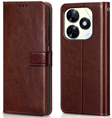 Fastship Flip Cover for Tecno BG6 / Spark Go 2024(Brown, Magnetic Case, Pack of: 1)