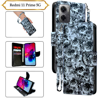 Cutemart Flip Cover for Redmi 11 Prime 5G(Black, Pack of: 1)