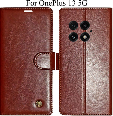 MAXSHOPY Flip Cover for OnePlus 13 5G(Brown, Magnetic Case)