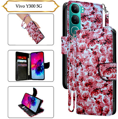Cutemart Flip Cover for Vivo Y300 5G(Red, Pack of: 1)