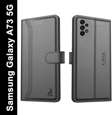 AIBEX Flip Cover for Samsung Galaxy A73 5G|Vegan PU Leather |Foldable Stand & Pocket |Magnetic Closure(Black, Cases with Holder, Pack of: 1)