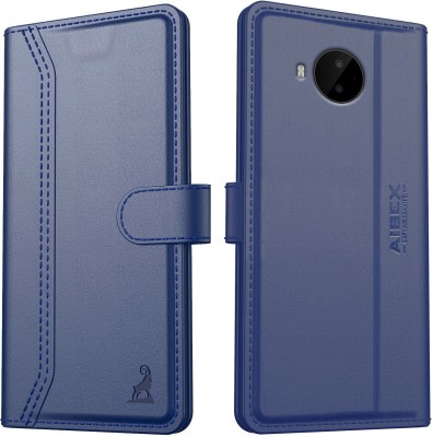 AIBEX Flip Cover for Nokia C20 Plus|Vegan PU Leather |Foldable Stand & Pocket |Magnetic Closure(Blue, Cases with Holder, Pack of: 1)