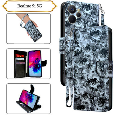 Cutemart Flip Cover for Realme 9i 5G(Black, Pack of: 1)