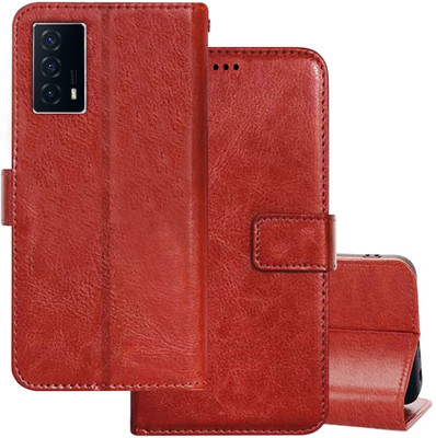 TIKTIK Flip Cover for IQOO Z5 5G flip cover | I2018 flip cover | Pockets | Wallet | Magnet | Brown(Brown, Magnetic Case, Pack of: 1)