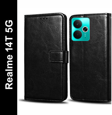 Turncoat Flip Cover for Realme 14T 5G(Black, Grip Case, Pack of: 1)