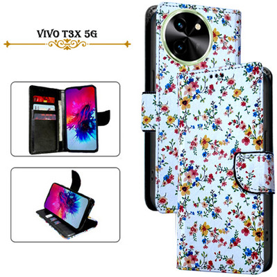 Cutemart Flip Cover for Vivo T3X 5G(White, Pack of: 1)