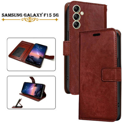 Asmart Flip Cover for Samsung Galaxy F15 5G(Brown, Pack of: 1)