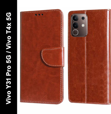 Krumholz Flip Cover for Vivo Y31 Pro 5G, vivo T4x 5G(Brown, Dual Protection, Pack of: 1)