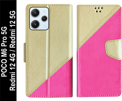 SBMS Flip Cover for Redmi 12 4G / Redmi 12 5G / POCO M6 Pro 5G Back Cover Case(Pink, Shock Proof, Pack of: 1)