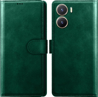 Roxel Flip Cover for Vivo T2X 5G |Vegan PU Leather |Foldable Stand & Pocket |Magnetic Closure(Green, Dual Protection, Pack of: 1)